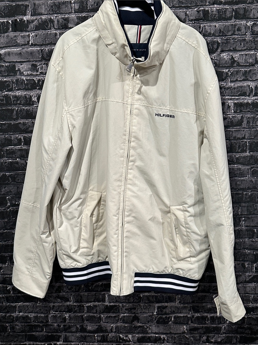 Tommy Hilfiger Cream Lightweight Zip-Front Bomber Jacket